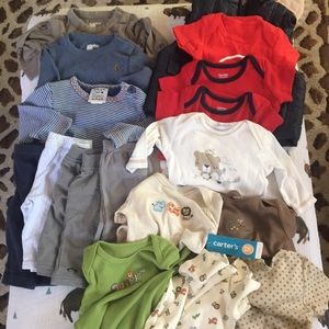 Bundle of boys clothing (size range from 0-18 mos)